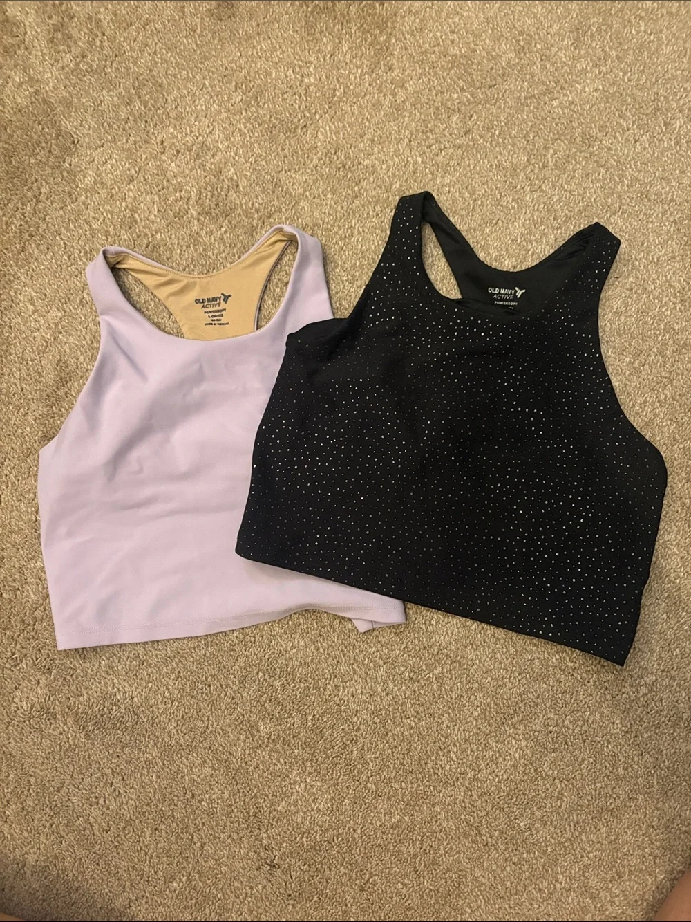 Old Navy Lavender and Black Shine Powersoft Sports Bra (pack of 2), girls Large